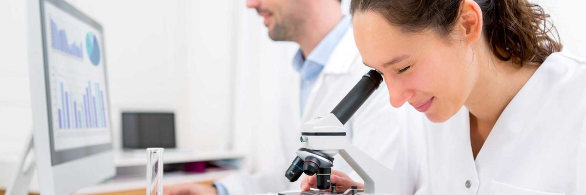 Analysts working in a test laboratory for building materials